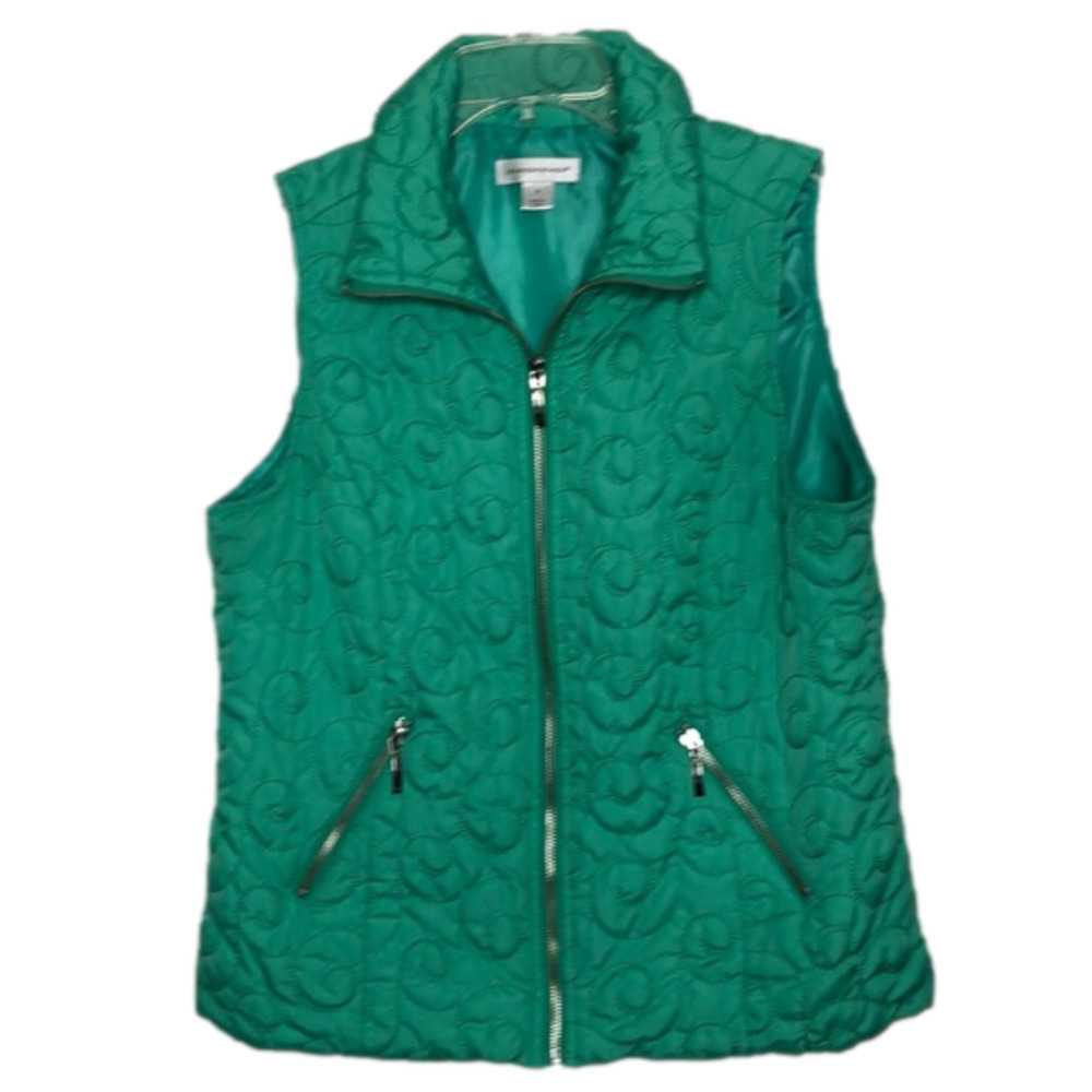 Christopher & BANKS - Seafoam Green Quilted Full Zip Front Vest - Size Medium